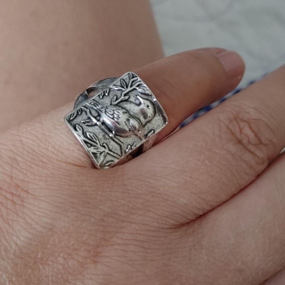 New Womans Princess Jewelry S925 Sterling Silver Handmade Vintage Love Bird Ring - Picture 6 of 13